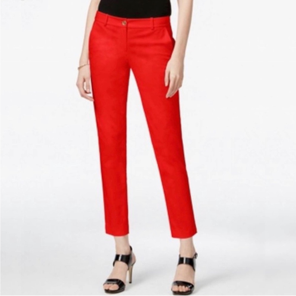 Michael Kors Size 4 Red Ankle Festive Stretch Dress Pants Christmas Holidays $88